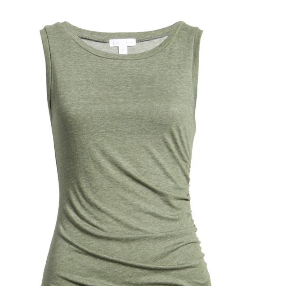 Leith Ruched Body-con Sleeveless Dress Light Green size XL